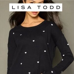 Lisa Todd Black with pink hearts sweater, M, CB2354